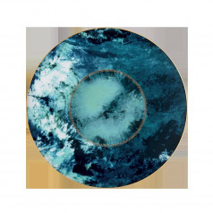 Ocean Blue/Gold Charger/Presentation Plate 32 Cm