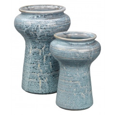 Snorkel Vases (Set of 2) Blue Reactive Glaze