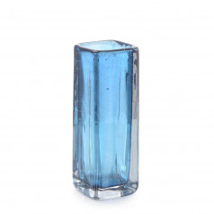 Ocean Blue Handblown Glass Vase II 11.75"H X 4"W X 4"D