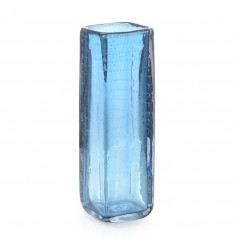 Ocean Blue Handblown Glass Vase III 15"H X 4.25"W X 4.25"D