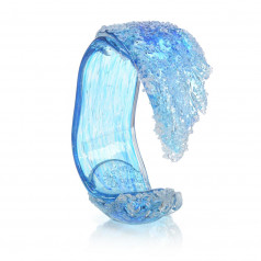 Ocean Blue Waves Handblown Glass Sculpture I 13.5"H x 8.75"W x 6"D