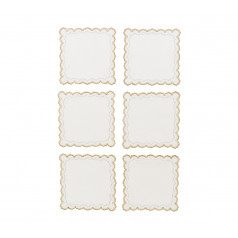 Arches Set of 6 White/Gold/Silver Cocktail Napkins