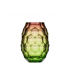 Caorle Underlaid Vase Ocean Green Rose Lead-Free Crystal, Cut Panel 21 cm