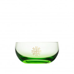 Culbuto Small Bowl Ocean Green Lead-Free Crystal, Sandblasting, Gilded Mistletoe 1 12 cm