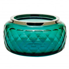 Chia Te Underlaid Bowl Aquamarine Green Lead-Free, Engraving Empire Of Ocean, Platinum (Wide Border) 28,6 cm
