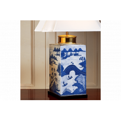 Blue Canton Tea Jar Lamp 35"