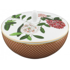 Tresor Fleuri Beige Sugar Bowl Rhododendron Round 4.64566 in. in a gift box