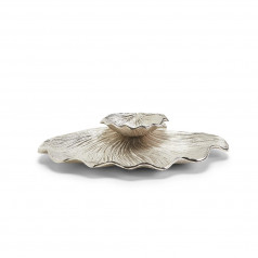Clam Shaped Double Shell Dip Tray, Nickel Plated Aluminum