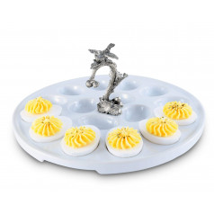 Song Bird Deviled Egg Tray With Pewter Handle
