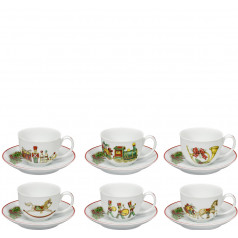 Christmas Magic Set 6 Tea Cups & Saucers