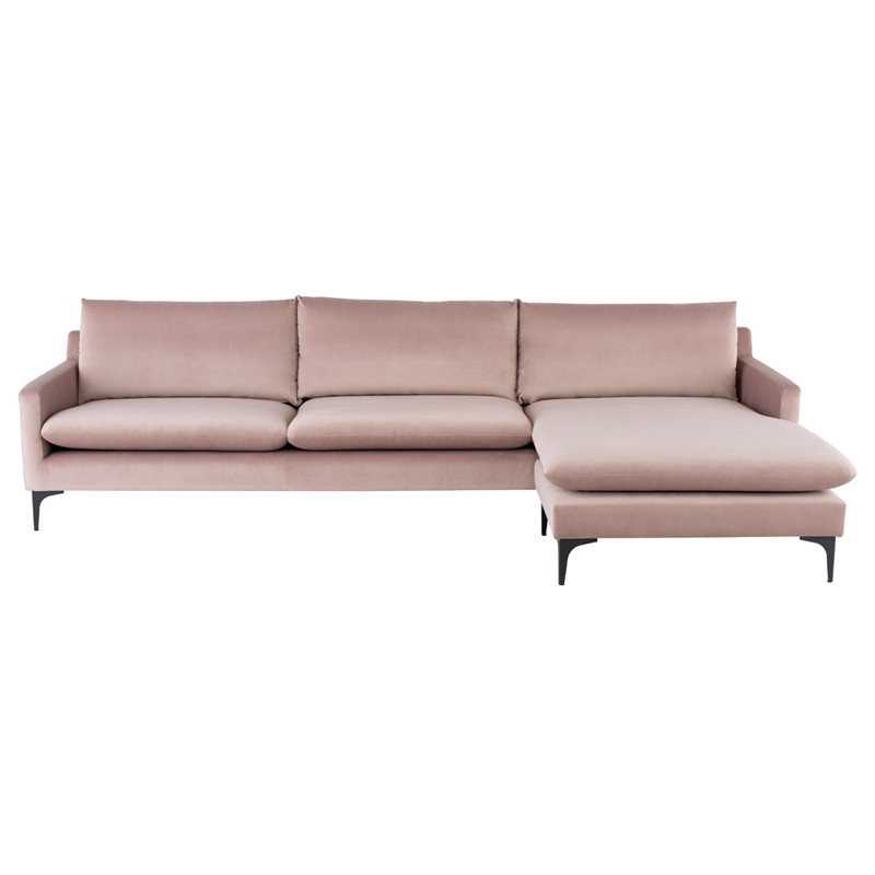 Nuevo Anders Sectional Sofa Blush/Black Gracious Style