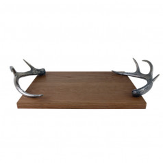 Lodge Style Cheese Tray With Pewter Antler Handles