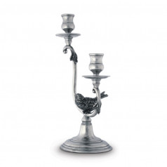 Song Bird Two Taper Pewter Candelabra