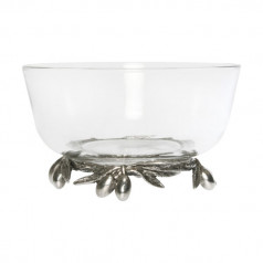 Olive Glass And Pewter Bowl
