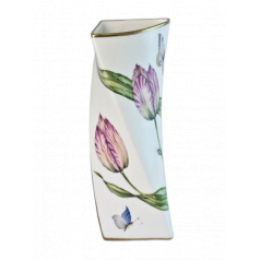 Pink Tulip Triangular Vase 4.5 in. Wide  10.0 in. High