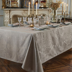 Mille Isaphire Beige Coated Stain-Resistant Cotton Damask Table Linens