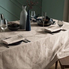 Mille Gouttes Taupe Coated Cotton Tablecloth 59" x 59"
