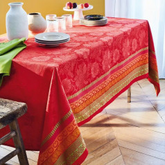 Mille Roses Festives Sangria Coated Cotton Custom Tablecloth