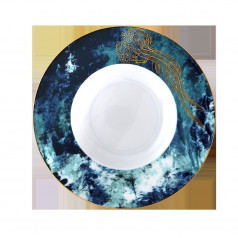 Ocean Blue/Gold Pasta Plate 28.5 Cm 21 Cl