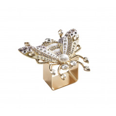 Glam Fly Ivory/Gold/Silver Napkin Rings, Set of Four
