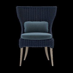 Arla Indoor/Outdoor Dining Chair Navy 30"W x 27"D x 40"H Twisted Faux Rope Havel Ocean Outdoor Performance Velvet