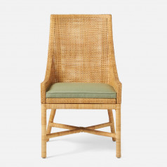 Isla Dining Chair 22"W x 24"D x 36"H Natural Peeled Rattan Havel Ocean Outdoor Performance Velvet