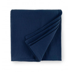 Grant Navy Woven Stripe Cotton Blankets