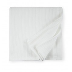 Grant White Woven Stripe Cotton Blankets