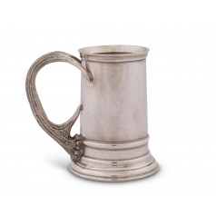 Lodge Style Pewter English Mug With Composite Antler Handle
