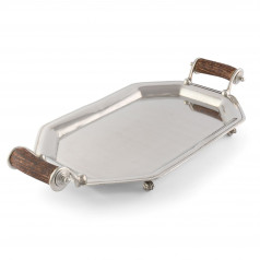 Parlor Serving Tray Large Faux Antler Handles