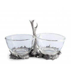 Lodge Style Fallen Antler Double Glass Dip Bowl