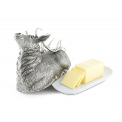 Lodge Style Pewter Stag Butter Dish
