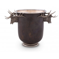 Lodge Style Elk Head Handle Bronze Ice Bucket