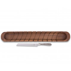 Harvest Baguette Board With Wheat Pattern Bread Knife