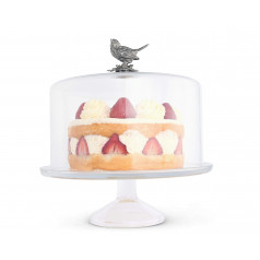 Cake Plate with Dome Song Bird