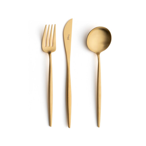 Cutipol Moon Matte Gold 130 Pc Set Special Order 12x Dinner Knives Dinner Forks Table Spoons Coffee Tea Spoons Mocha Spoons Dessert Knives Dessert Forks Dessert Spoons Fish Knives Fish Forks 1x Soup