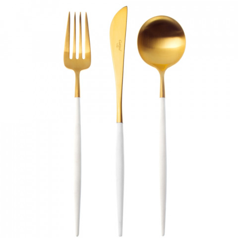 Cutipol Goa Matte Gold White Handle Flatware Gracious Style