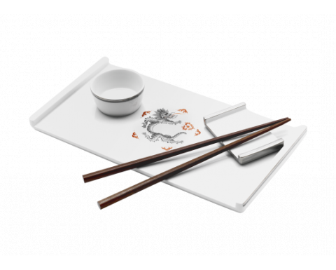 Meissen Ming Dragon Black With Platinum Light Sushi Set Gracious Style