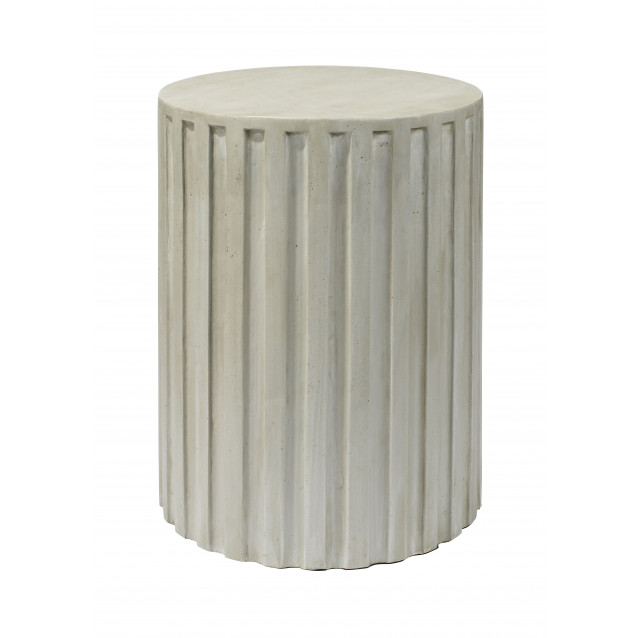 Fluted Column Side Table Grey Concrete